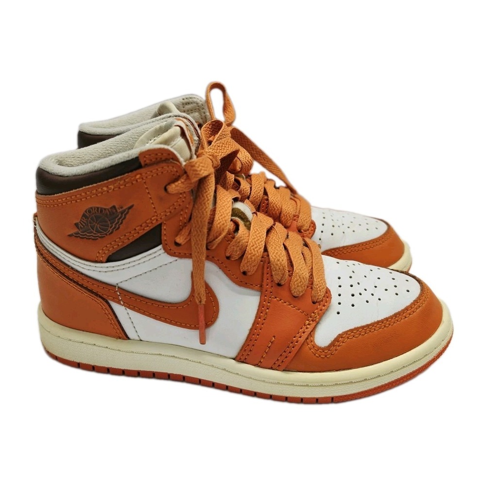 Nike Air Jordan 1 High Top Sneakers Orange White Boys' CU0450-101 13C Size 13